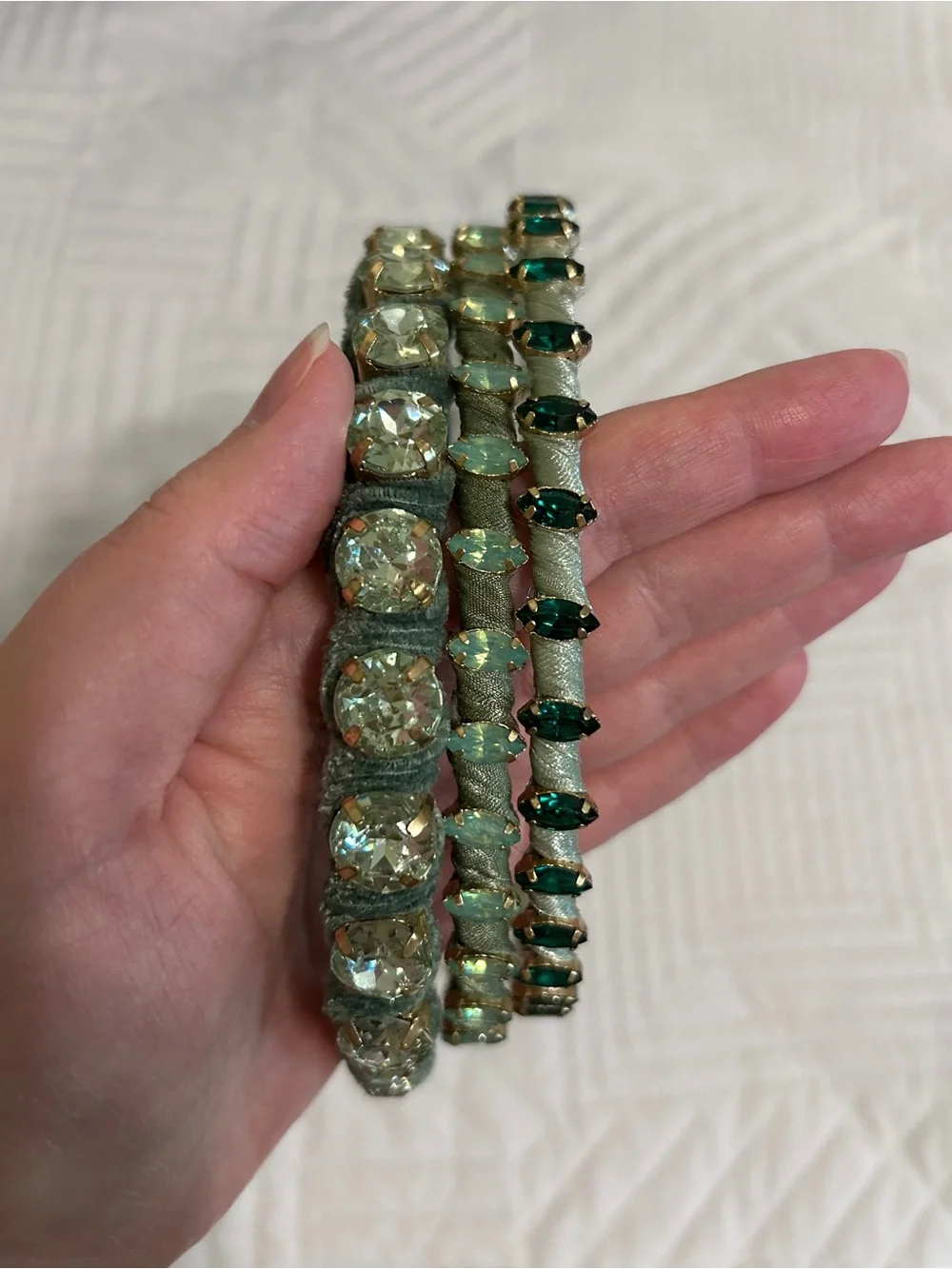 Anthropologie Green Crystal Headband Trio